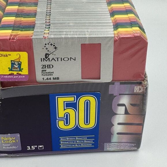 50 Pack 3M Imation IBM Formatted High Density 3.5" Floppy Diskettes Rainbow NEW - Picture 4 of 8